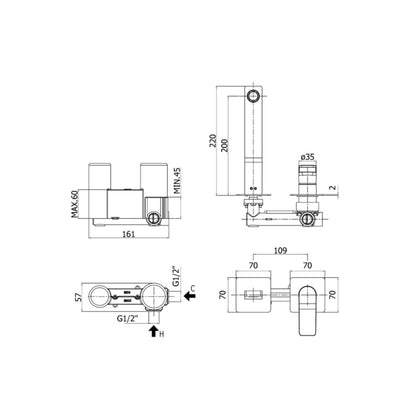 Miscelatore incasso lavabo Paffoni serie Tilt - l. 200 mm - Nero Opaco by CeramicStore | Lo specialista del tuo bagno