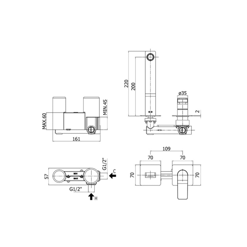 Miscelatore incasso lavabo Paffoni serie Tilt - l. 240 mm - Cromato by CeramicStore | Lo specialista del tuo bagno
