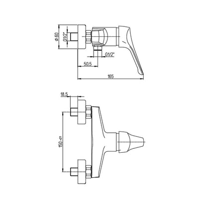 Set di miscelatori da bagno per lavabo, Bidet e Doccia esterno Derby cartuccia ceramica by Argo Rubinetterie by CeramicStore | Lo specialista del tuo bagno