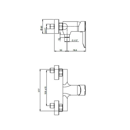 Miscelatore monocomando per Doccia Esterno PIN con scarico e cartuccia a dischi ceramici by Argo Rubinetterie by CeramicStore | Lo specialista del tuo bagno
