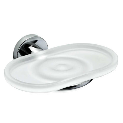 Porta sapone in ottone cromato con piattino in vetro satinato Colombo Design collezione Basic Con fissaggio a tassello by CeramicStore | Lo specialista del tuo bagno