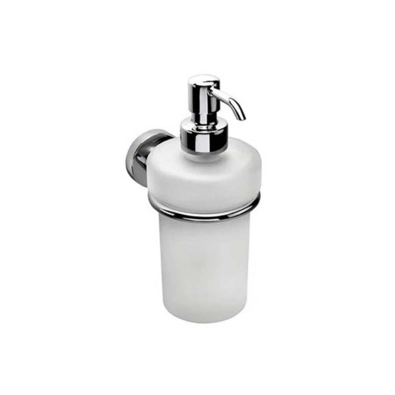 Dispenser Sapone in ottone cromato con Contenitore in vetro satinato Colombo Design collezione Basic Con fissaggio a tassello by CeramicStore | Lo specialista del tuo bagno