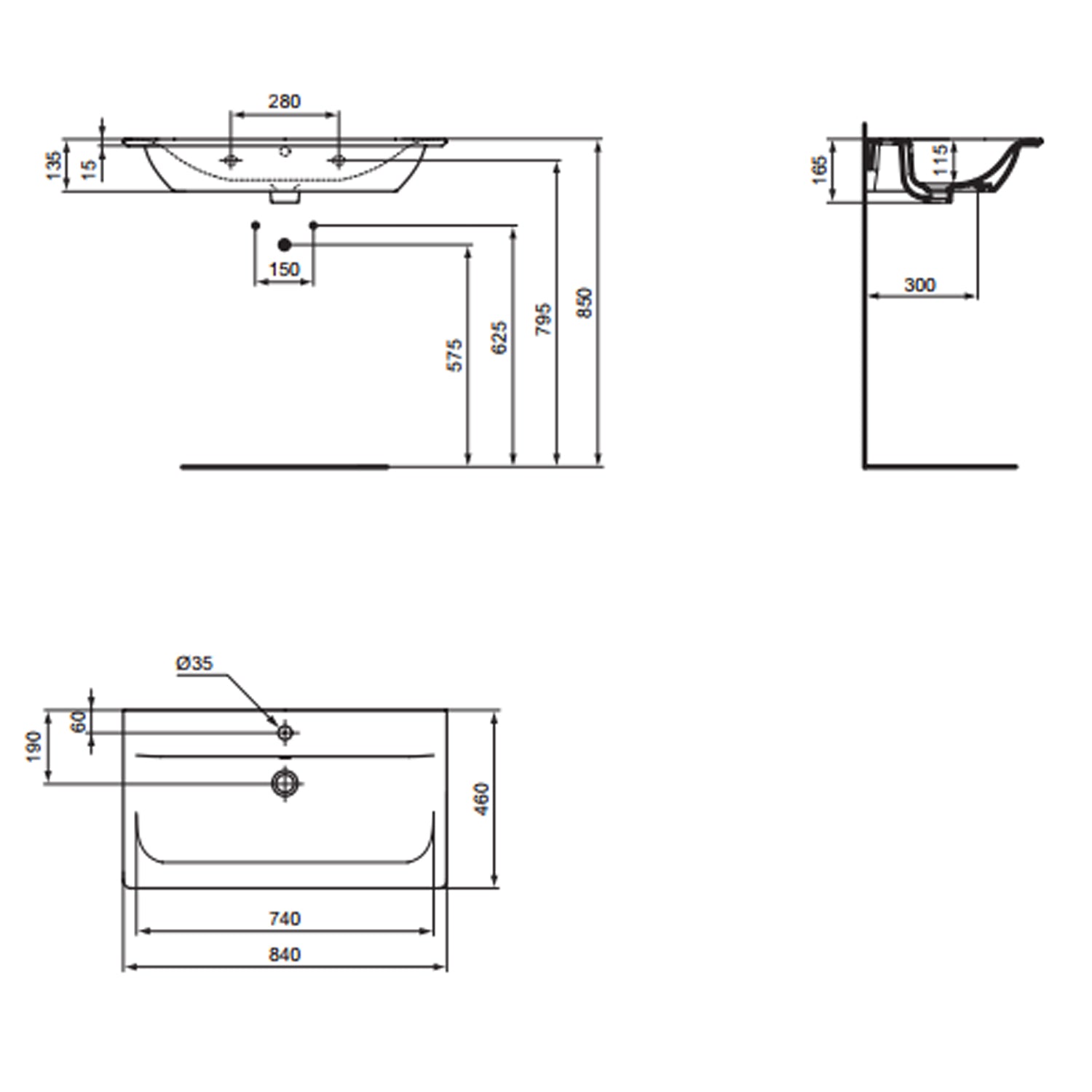 Lavabo top sospeso da 84 cm Ideal Standard Connect AIR bianco by CeramicStore | Lo specialista del tuo bagno