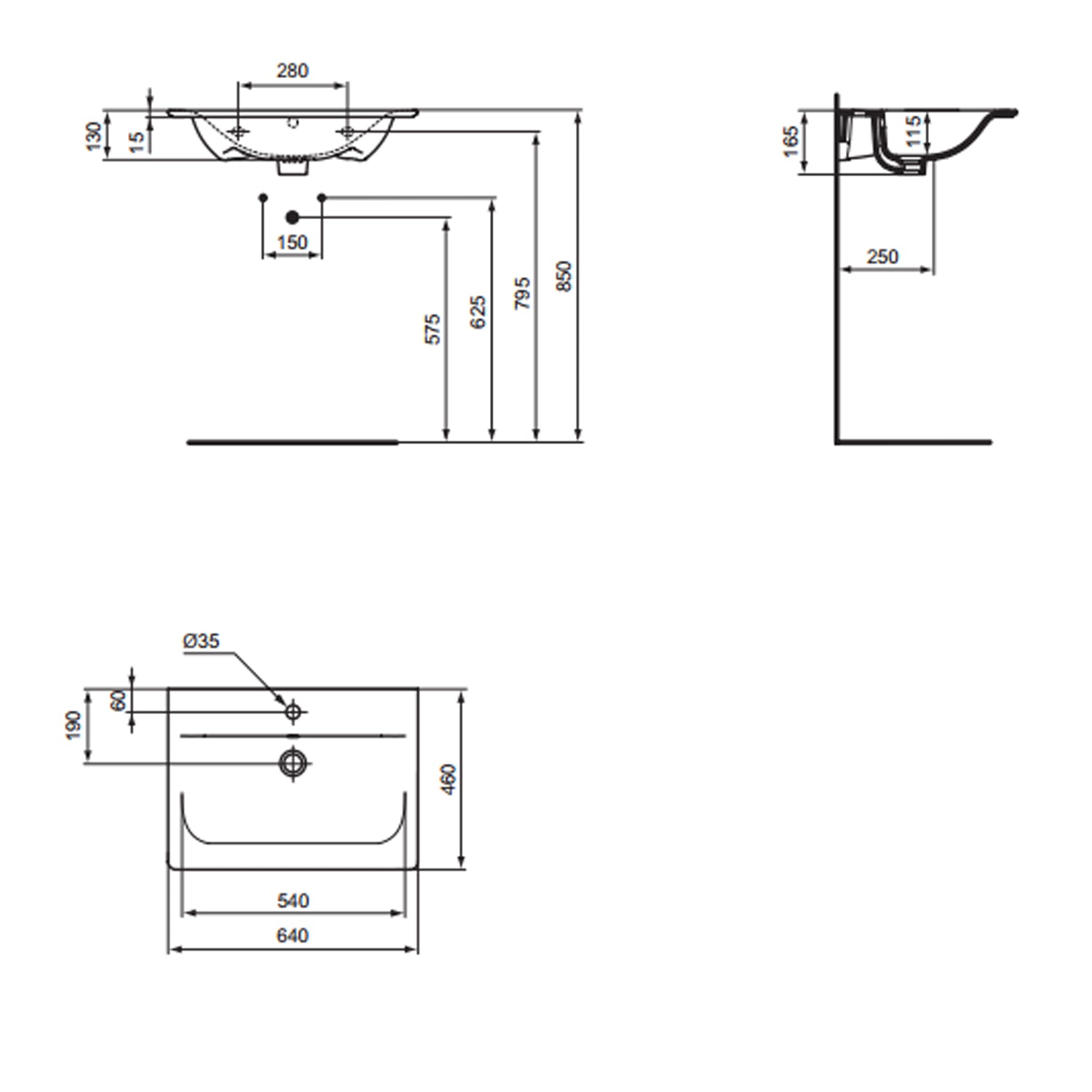 Lavabo top sospeso da 64 cm Ideal Standard Connect AIR bianco by CeramicStore | Lo specialista del tuo bagno