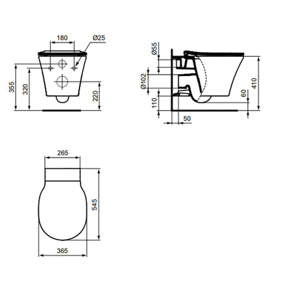 Vaso sospeso Ideal Standard Connect Air con sedile a chiusura tradizionale