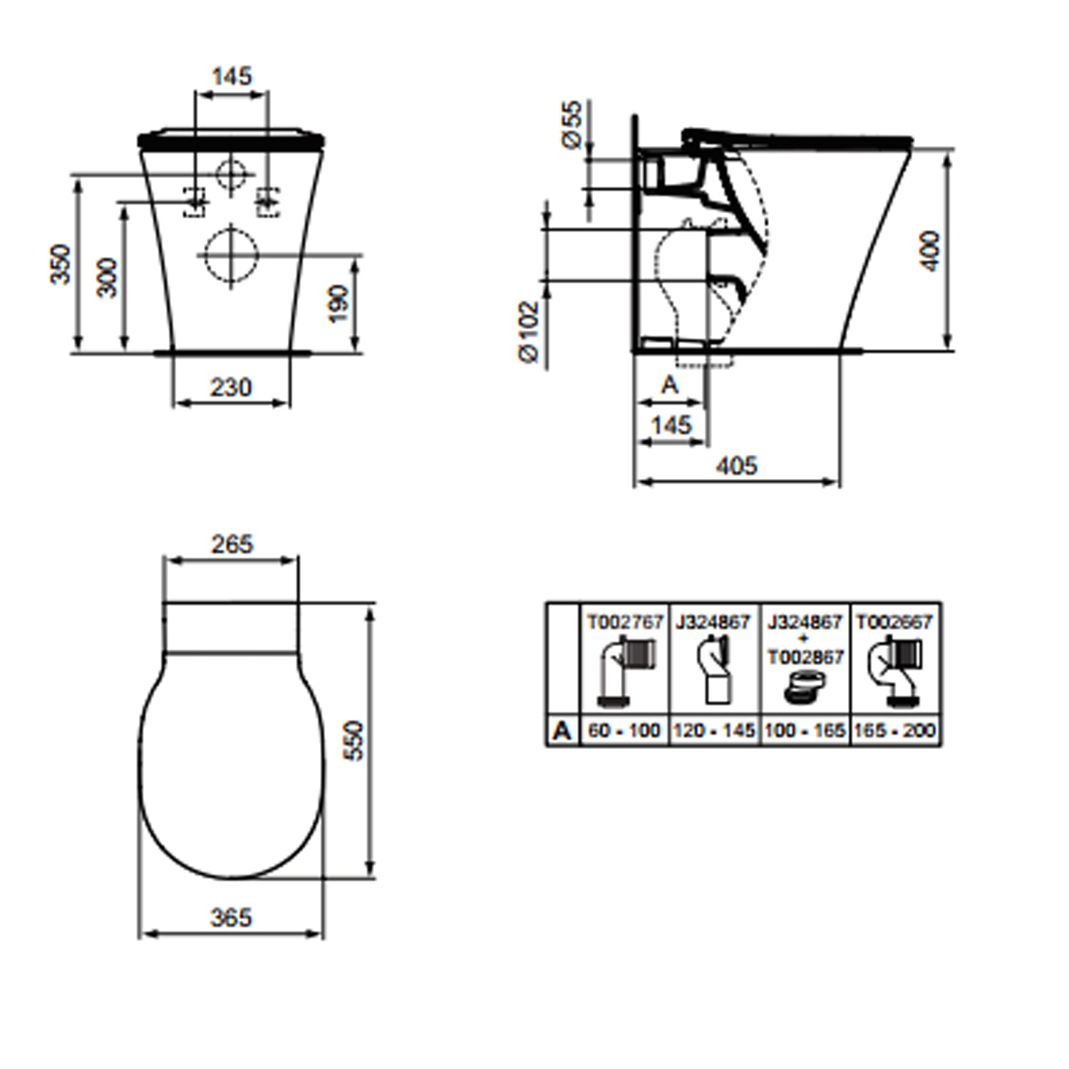 Vaso filomuro Ideal Standard Connect Air con sedile a chiusura SoftClose