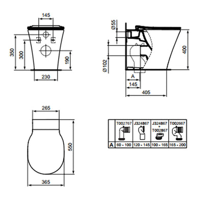 Vaso filomuro Ideal Standard Connect Air con sedile a chiusura SoftClose