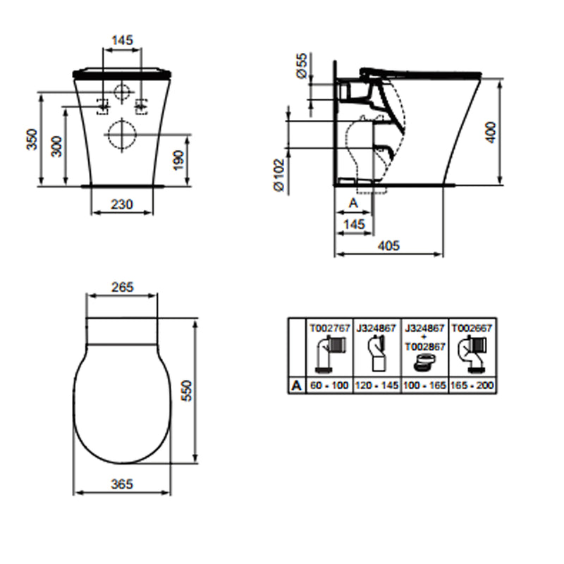 Vaso filomuro Ideal Standard Connect Air con sedile a chiusura SoftClose