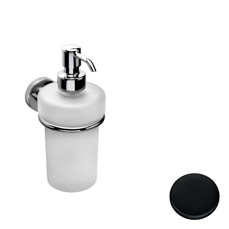 Dispenser Sapone Nero Opaco con Contenitore in vetro satinato Colombo Design collezione Basic Con fissaggio a tassello by CeramicStore | Lo specialista del tuo bagno
