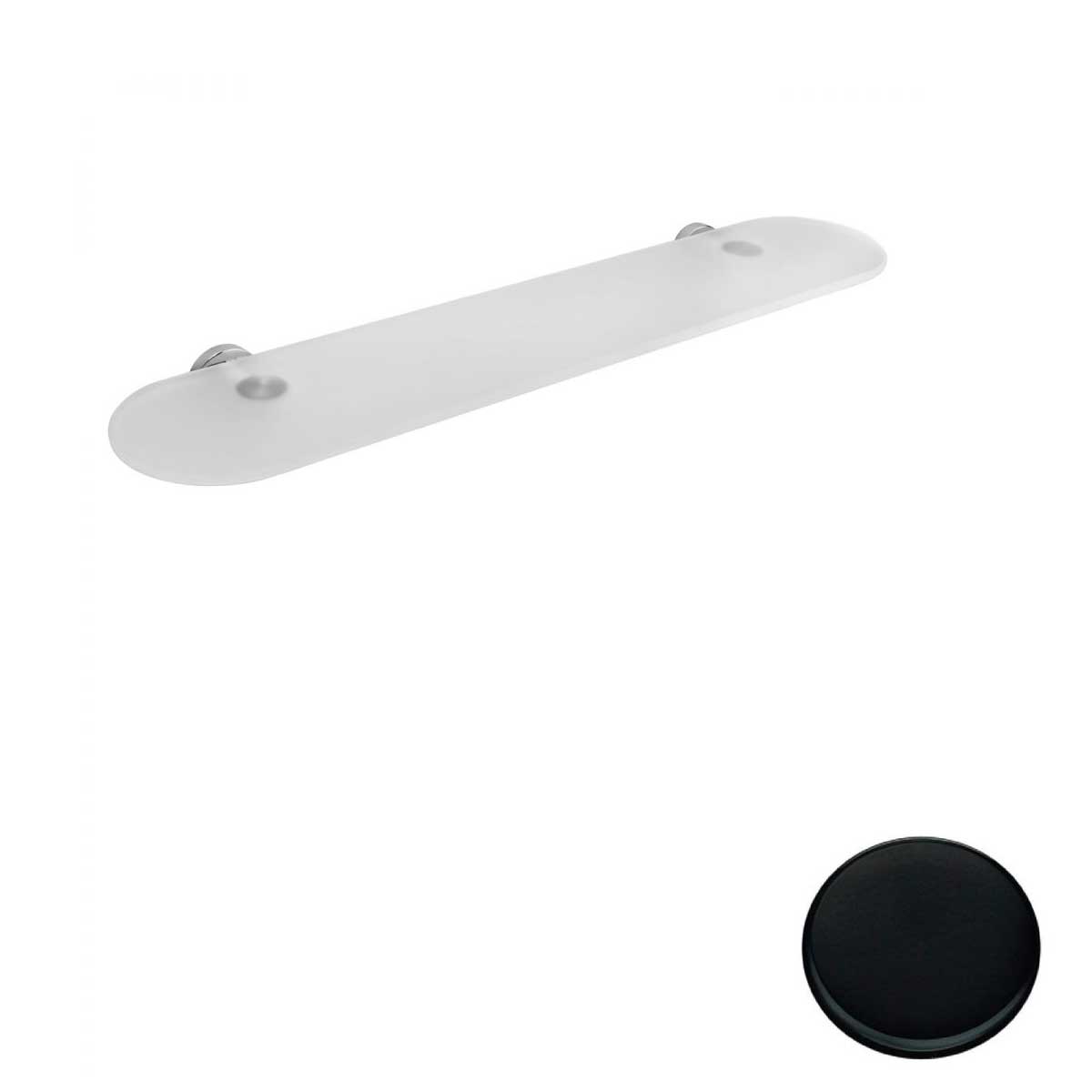 Mensola da Bagno Nero Opaco con ripiano in vetro satinato Colombo Design collezione Basic Con fissaggio a tassello