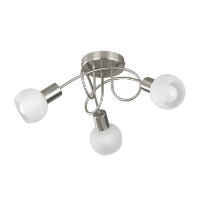 Plafoniera Girandola Antibes con 3 luci à¸ 47 cm - Acciaio e vetro alabastro by CeramicStore | Lo specialista del tuo bagno