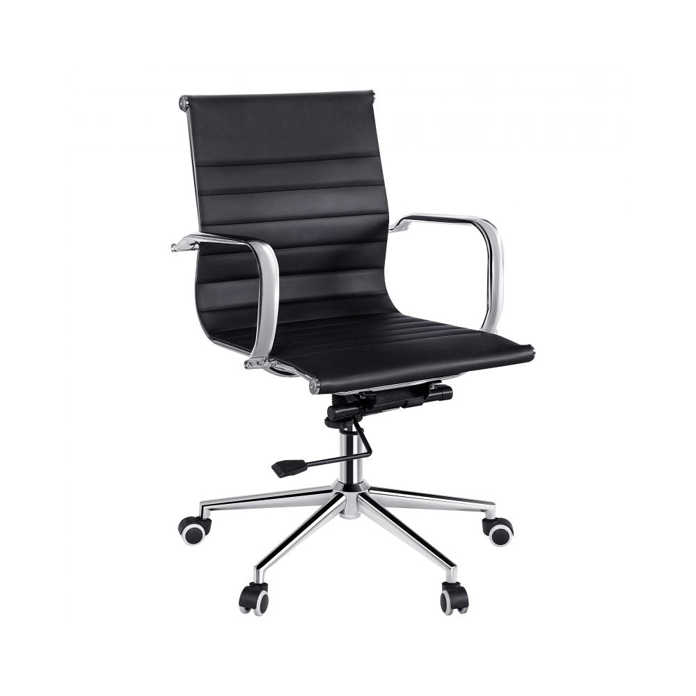 Poltrona direzionale modello HW61982BK rivestita in PU con braccioli in metallo - Nero by CeramicStore | Lo specialista del tuo bagno