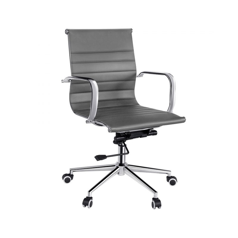 Poltrona direzionale modello HW61982GR rivestita in PU con braccioli in metallo - Grigio by CeramicStore | Lo specialista del tuo bagno