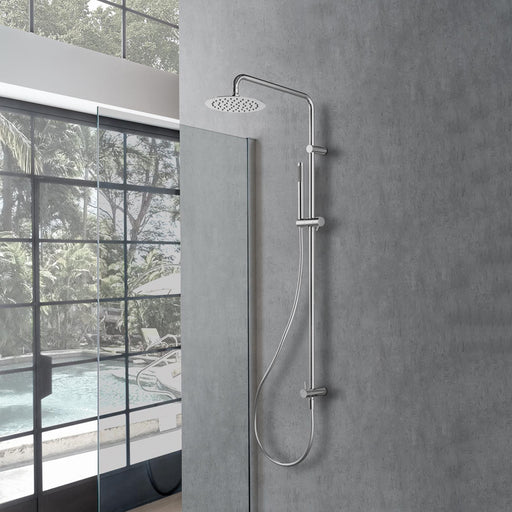 Colonna doccia in ottone Pechino di Weiss Stern con soffione tondo, presa acqua e deviatore - Cromo by CeramicStore | Lo specialista del tuo bagno