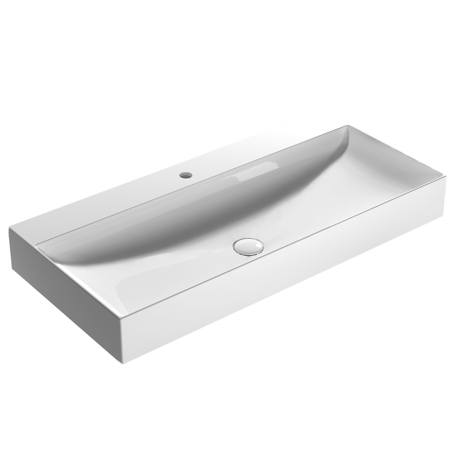 Lavabo rettangolare T-Edge 100x47x12 cm Ceramica Globo €“ Bianco lucido