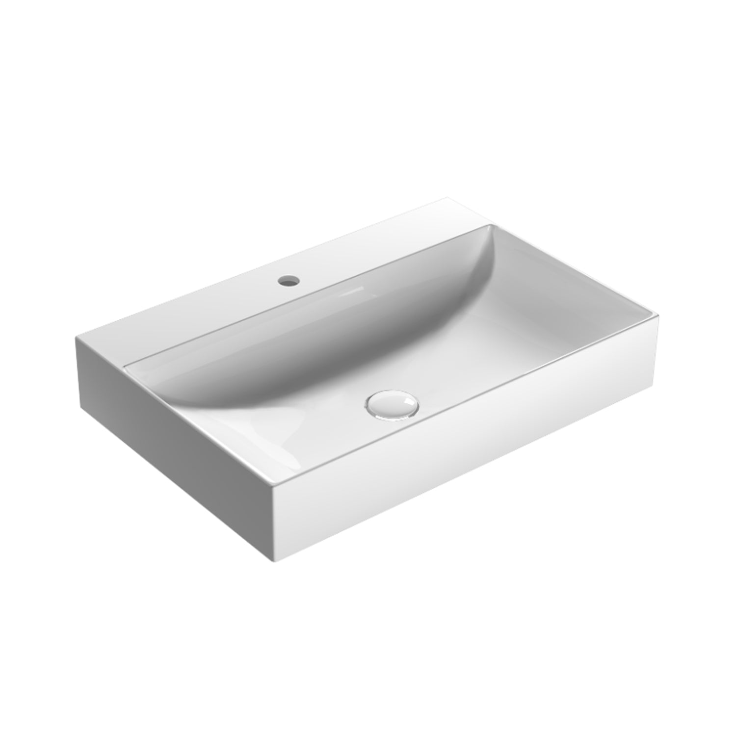 Lavabo rettangolare T-Edge 70x47x12 cm Ceramica Globo €“ Bianco lucido
