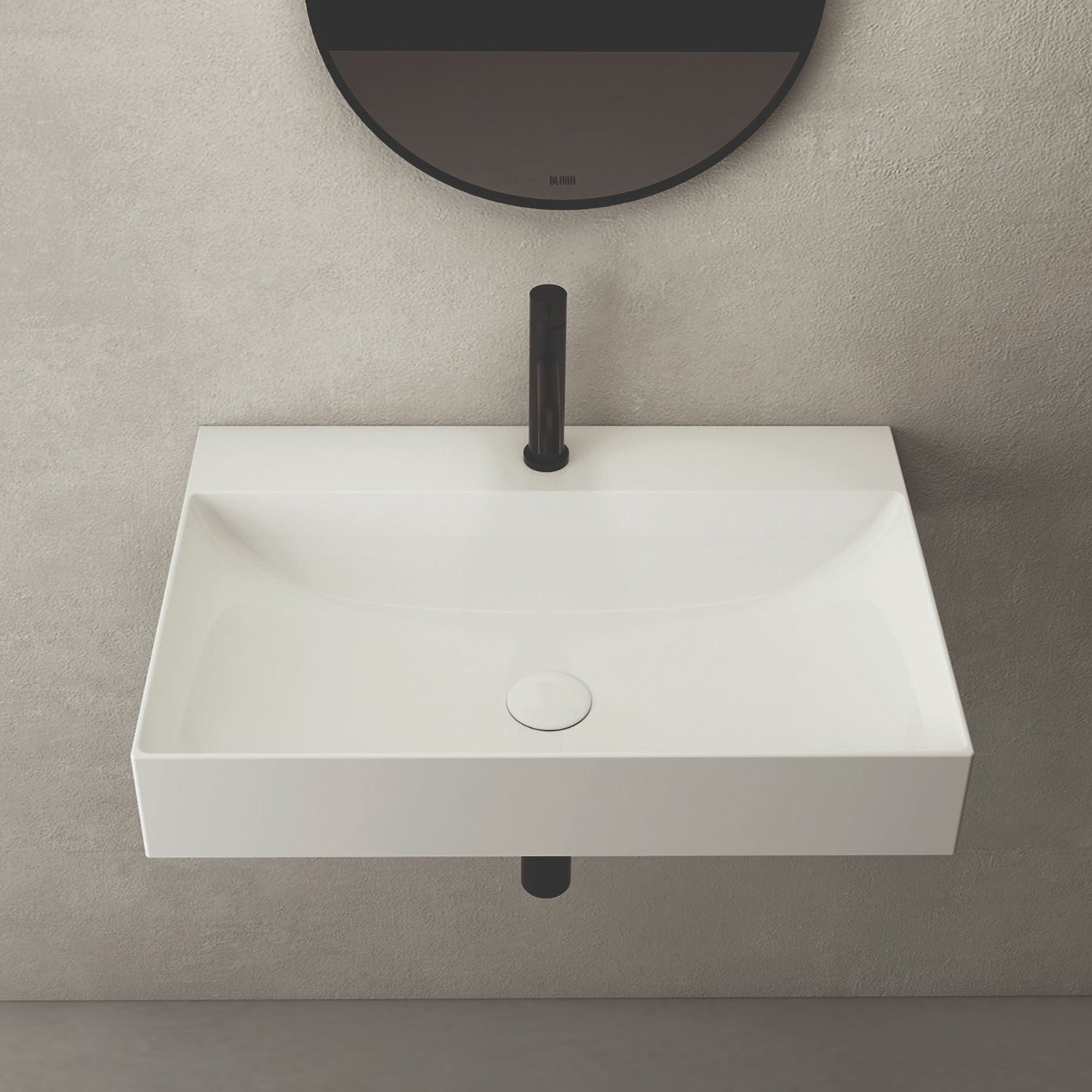 Lavabo rettangolare T-Edge 55x47x12 cm Ceramica Globo €“ Bianco lucido