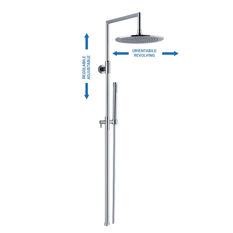 Colonna doccia tonda 2,4cm in ottone con supporto, soffione e attacco 3/4F by CeramicStore | Lo specialista del tuo bagno