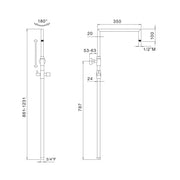 Colonna doccia tonda 2,4cm in ottone con supporto, deviatore e attacco 3/4F by CeramicStore | Lo specialista del tuo bagno
