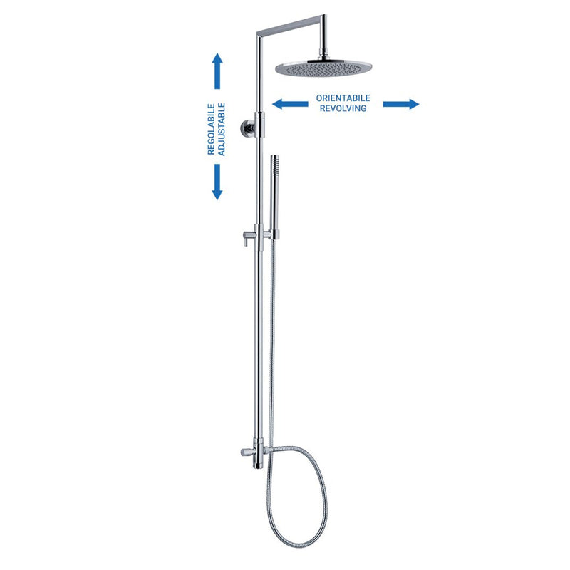 Colonna doccia tonda 2,4cm in ottone con deviatore, soffione e attacco 3/4F by CeramicStore | Lo specialista del tuo bagno