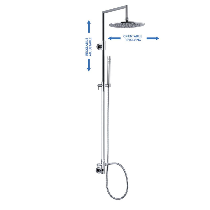 Colonna doccia tonda 2,4cm con soffione e presa acqua a muro by CeramicStore | Lo specialista del tuo bagno