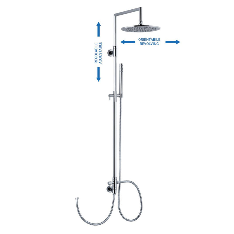 Colonna doccia tonda 2,4cm con soffione e attacco flessibile by CeramicStore | Lo specialista del tuo bagno