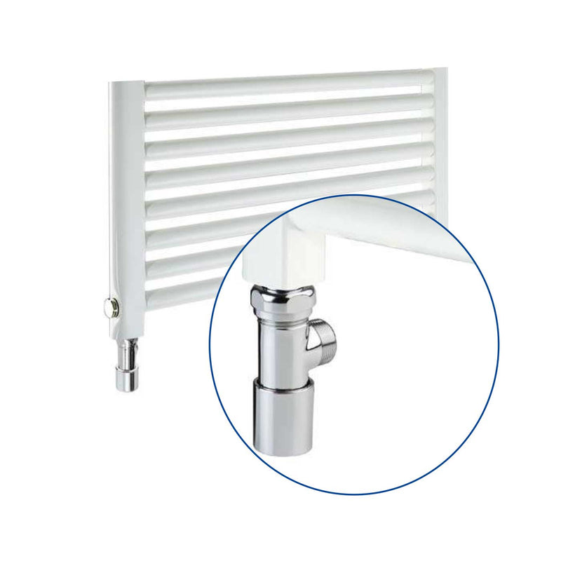 Kit Valvola e Detentore bianchi per termoarredo RCR POLETTI Installazione orizzontale by CeramicStore | Lo specialista del tuo bagno