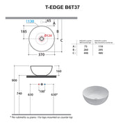 Lavabo d'appoggio bianco opaco Ceramica Globo T- Edge à˜ 37 h.16 cm