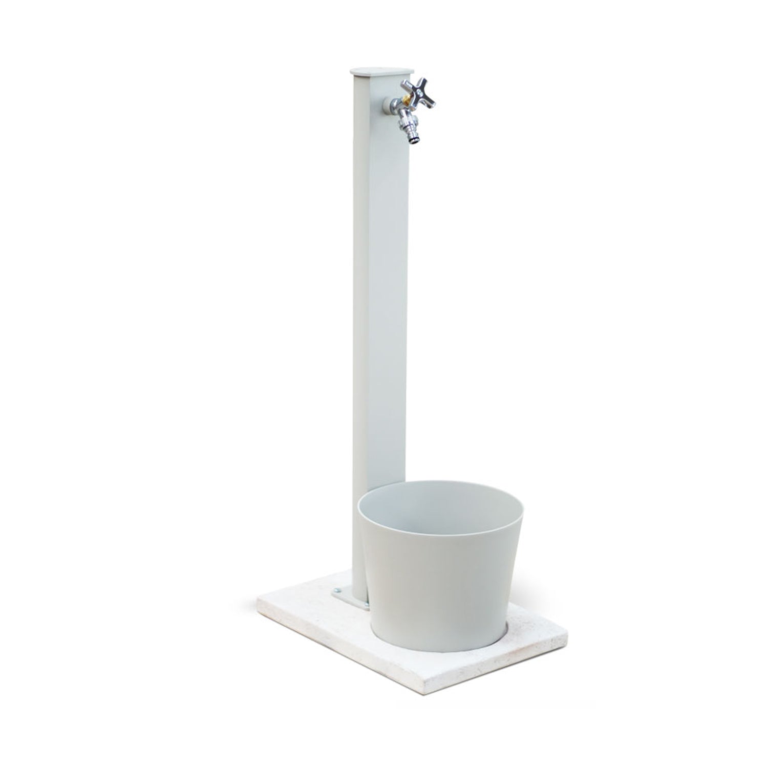 Base in travertino con secchio in alluminio verniciato bianco e piletta per fontane Fasten-Frog-Newest-Bridge-Connect by CeramicStore | Lo specialista del tuo bagno