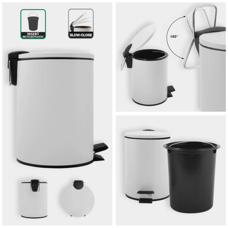 Pattumiera a pedale modello Adelar 3 litri colore bianco opaco by CeramicStore | Lo specialista del tuo bagno