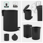 Pattumiera a pedale modello Adelar capienza 5 litri colore nero opaco by CeramicStore | Lo specialista del tuo bagno