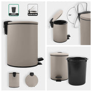 Pattumiera a pedale modello Adelar capienza 3 Litri colore tortora opaco by CeramicStore | Lo specialista del tuo bagno