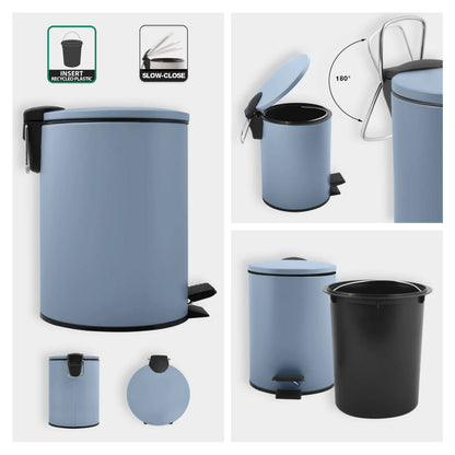 Pattumiera a pedale modello Adelar in acciaio capienza 3 litri colore blu opaco by CeramicStore | Lo specialista del tuo bagno