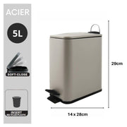 Pattumiera a pedale modello Erik in acciaio capienza 5 litri colore tortora opaco by CeramicStore | Lo specialista del tuo bagno