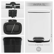 Pattumiera a pedale modello Akira in acciaio capienza 5 litri colore bianco opaco by CeramicStore | Lo specialista del tuo bagno