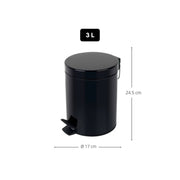 Pattumiera a pedale modello Sydney in acciaio capacità 3 litri colore nero by CeramicStore | Lo specialista del tuo bagno