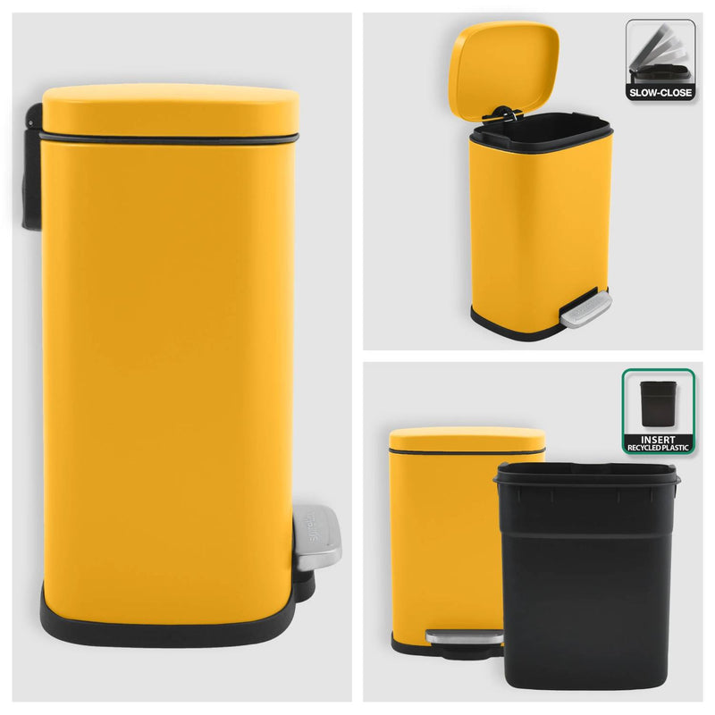 Pattumiera a pedale modello Akira in acciaio capienza 5 Litri colore giallo opaco by CeramicStore | Lo specialista del tuo bagno