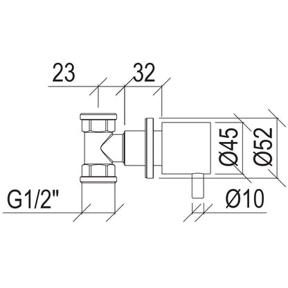 Rubinetto d'arresto ad incasso G1/2" in acciaio inox 316L by CeramicStore | Lo specialista del tuo bagno