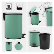 Pattumiera a pedale modello Adelar capienza 3 litri colore verde opaco by CeramicStore | Lo specialista del tuo bagno