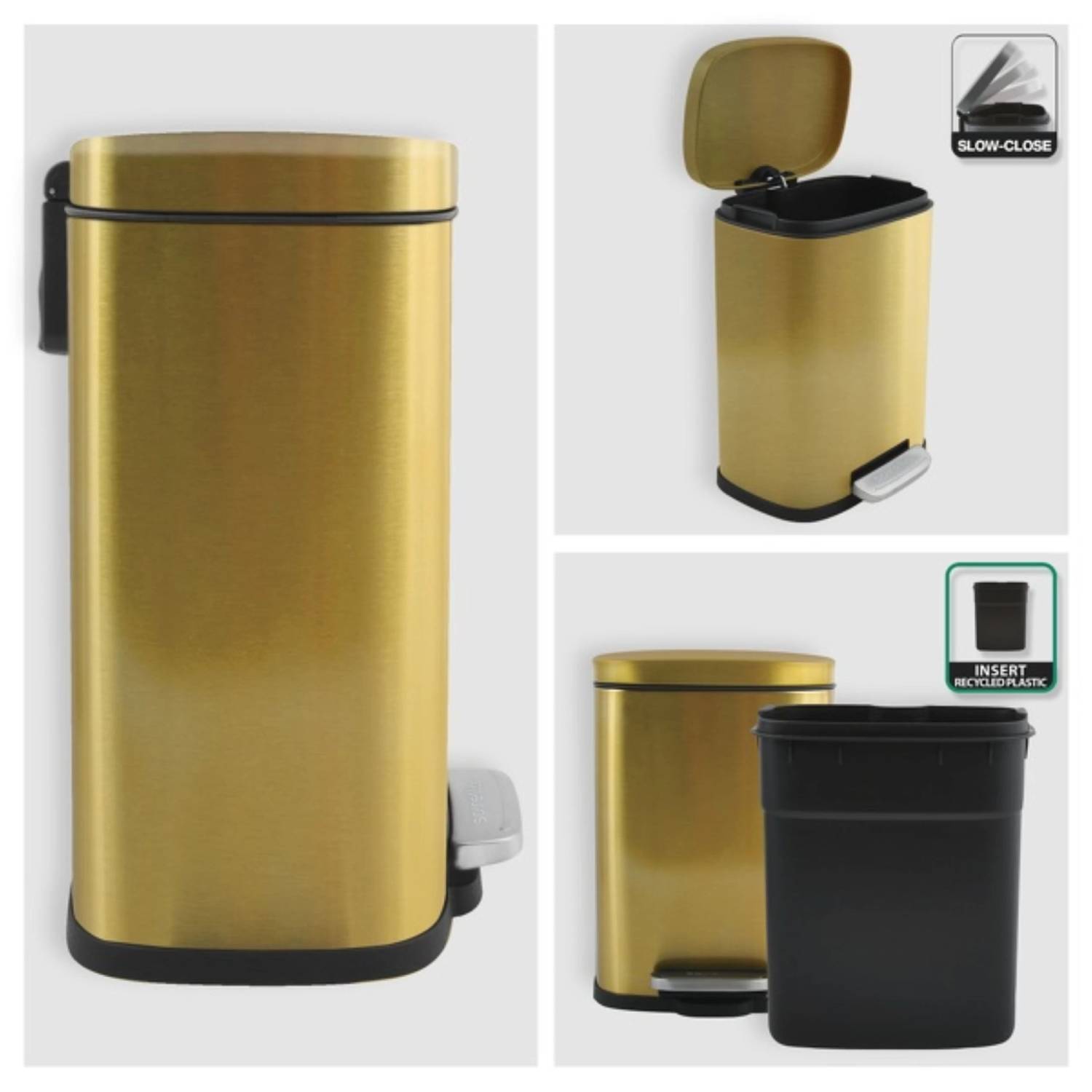 Pattumiera a pedale modello Akira in acciaio capienza 5 litri colore oro by CeramicStore | Lo specialista del tuo bagno