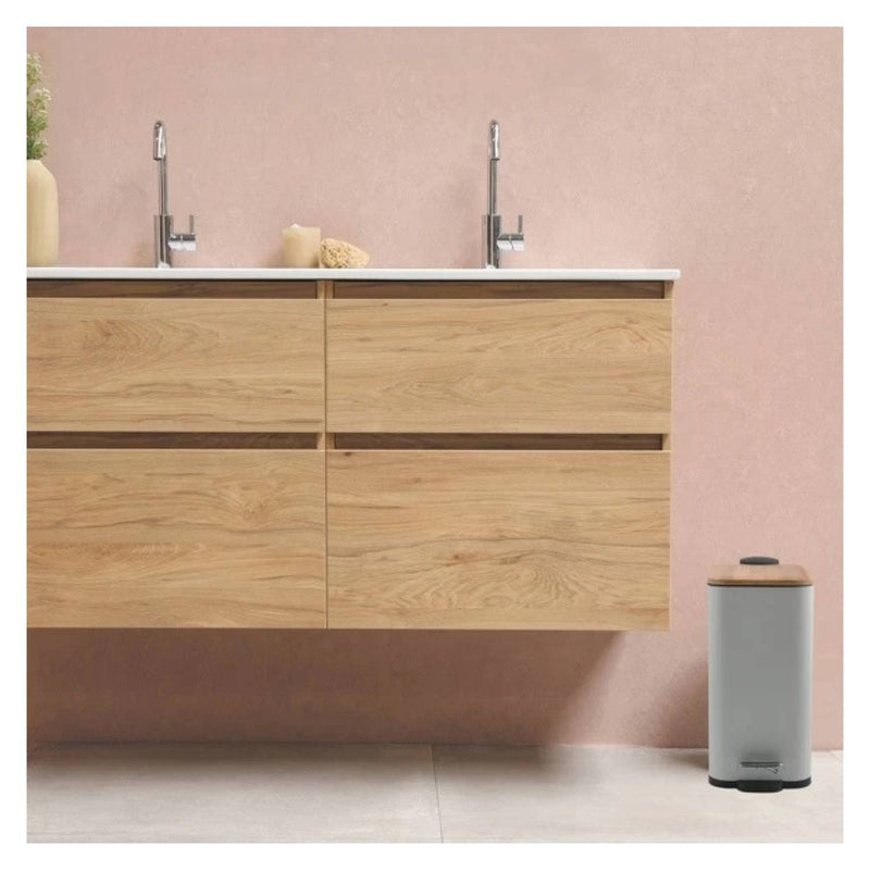 Pattumiera a pedale modello Erik in acciaio e bambà¹ capacità 5 litri colore bianco opaco by CeramicStore | Lo specialista del tuo bagno