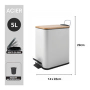 Pattumiera a pedale modello Erik in acciaio e bambà¹ capacità 5 litri colore bianco opaco by CeramicStore | Lo specialista del tuo bagno