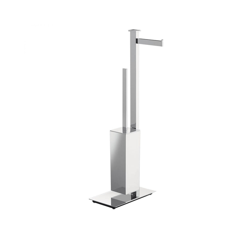 Piantana destra con porta rotolo e porta scopino in ottone Units di Colombo Design