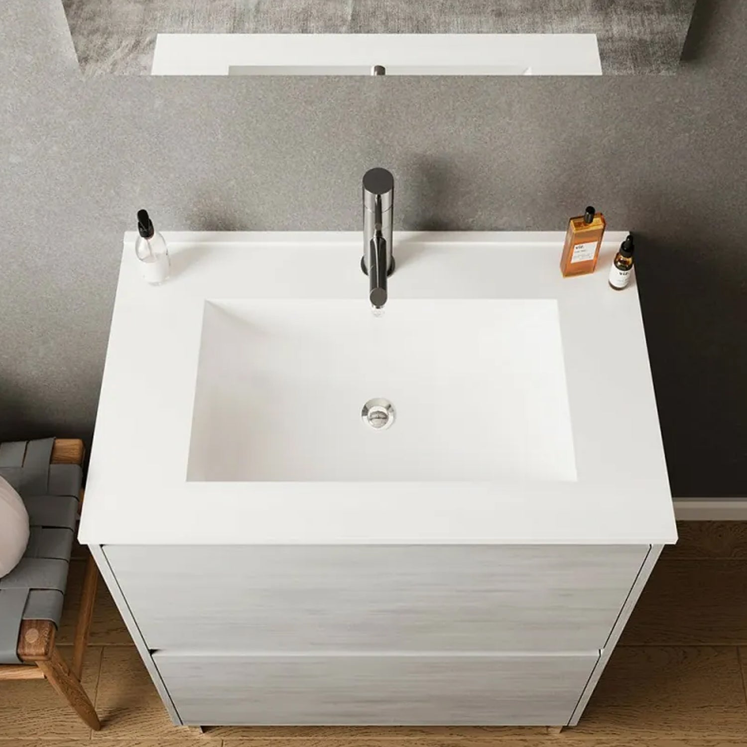Mobile bagno con lavabo e specchiera Cubi&Co Berlino 60 cm - Rovere Grigio by CeramicStore | Lo specialista del tuo bagno