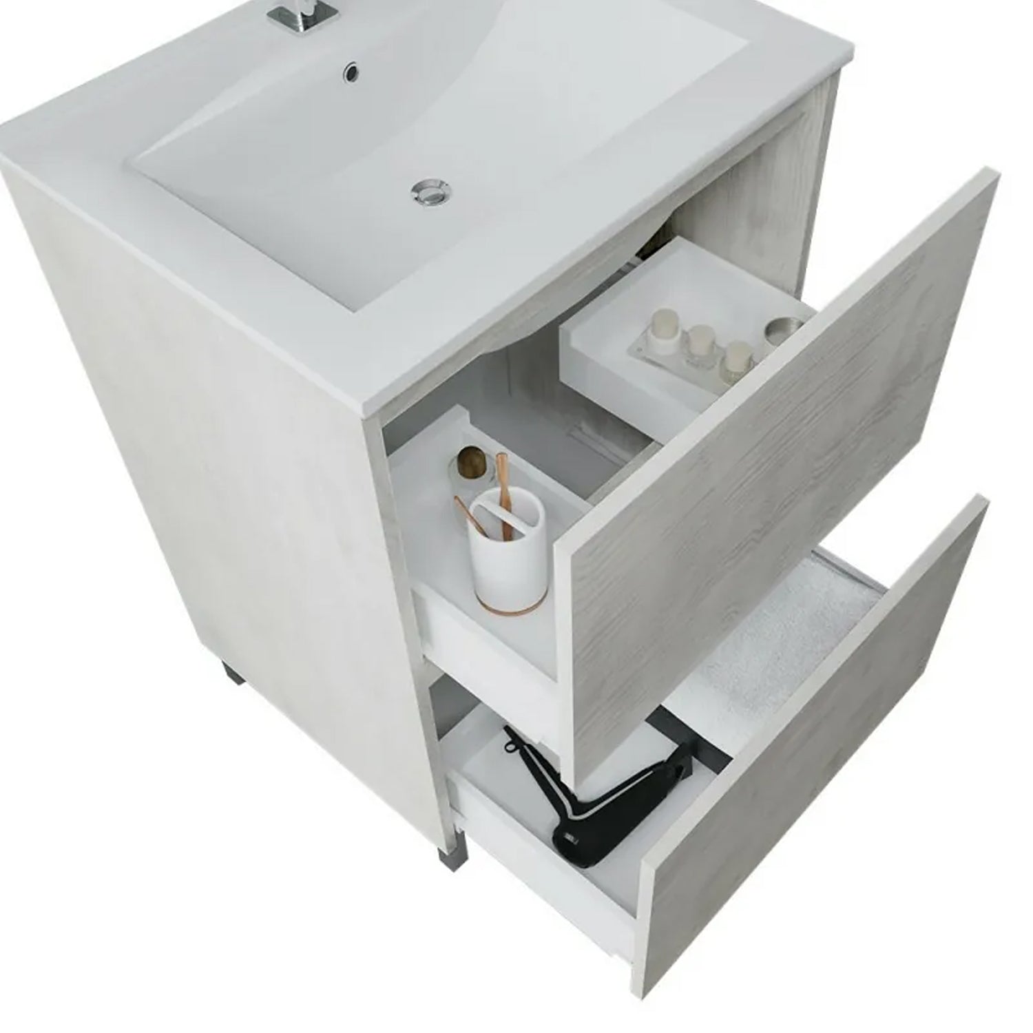 Mobile bagno con lavabo e specchiera Cubi&Co Berlino 60 cm - Rovere Grigio by CeramicStore | Lo specialista del tuo bagno