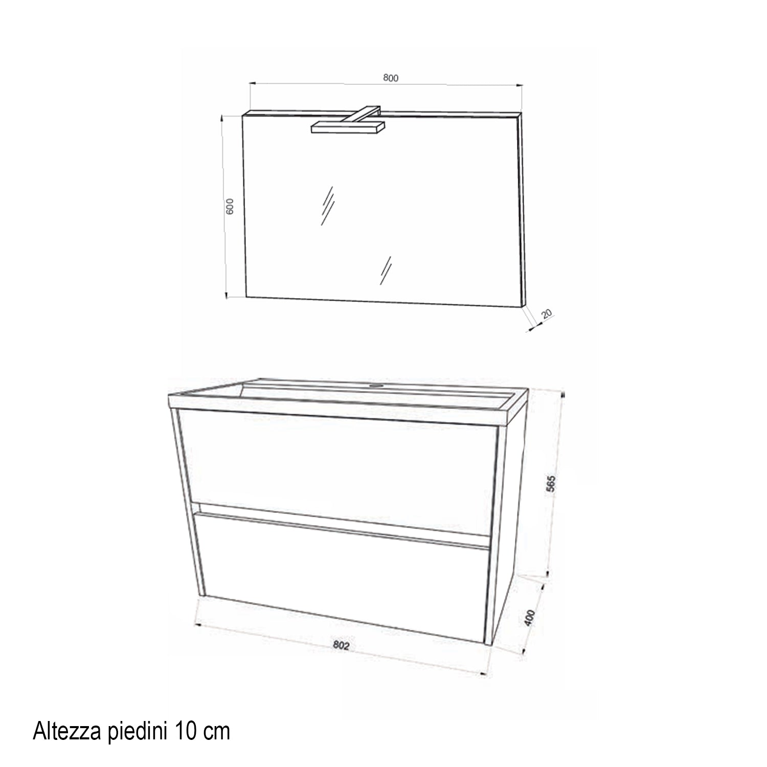 Mobile bagno con lavabo e specchiera Cubi&Co Berlino 80 cm - Rovere Grigio by CeramicStore | Lo specialista del tuo bagno