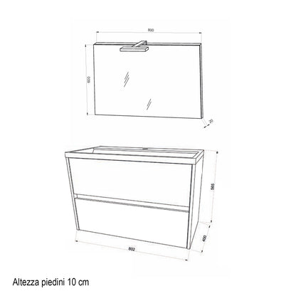Mobile bagno con lavabo e specchiera Cubi&Co Berlino 80 cm - Rovere Grigio by CeramicStore | Lo specialista del tuo bagno