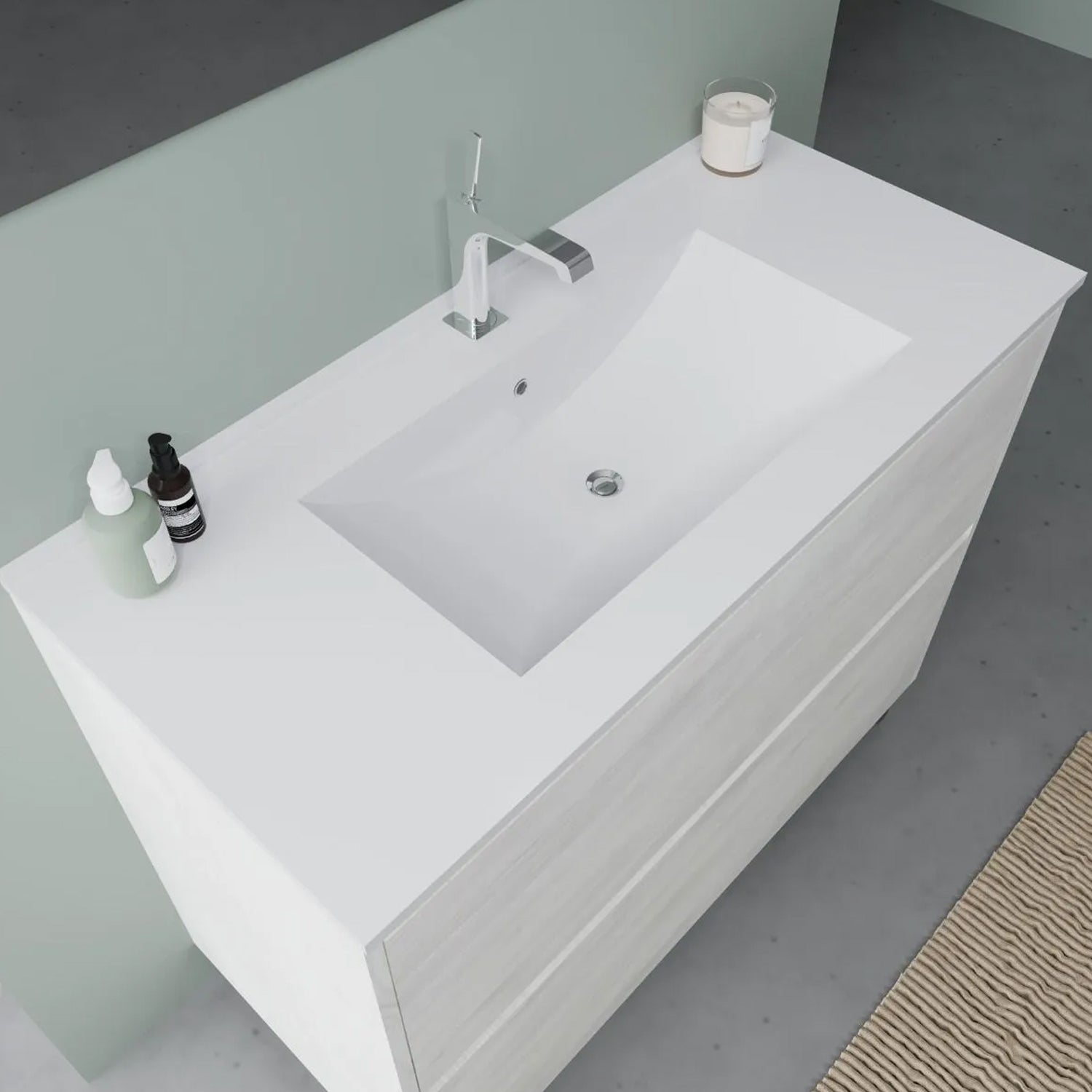 Mobile bagno Cubi&Co Berlino 100 con lavabo, specchio e lampada - Rovere Bianco by CeramicStore | Lo specialista del tuo bagno