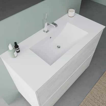 Mobile bagno Cubi&Co Berlino 100 con lavabo, specchio e lampada - Rovere Bianco by CeramicStore | Lo specialista del tuo bagno