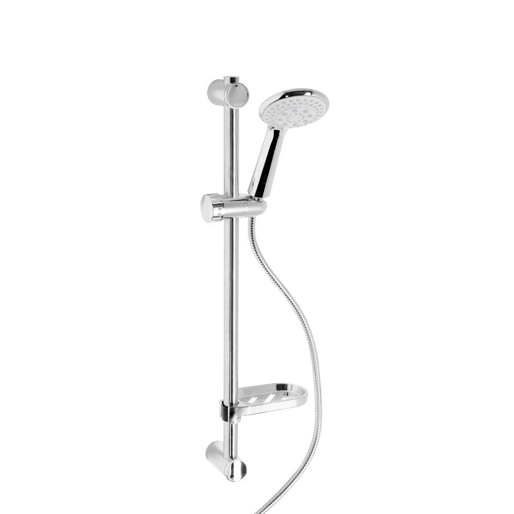 Saliscendi doccia con asta cromata e doccino a 5 getti completo di portasapone by CeramicStore | Lo specialista del tuo bagno